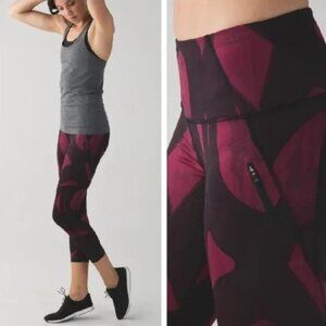 Lululemon All Sport Crop Leggings Back Spin Stroke Purple‎ size 4